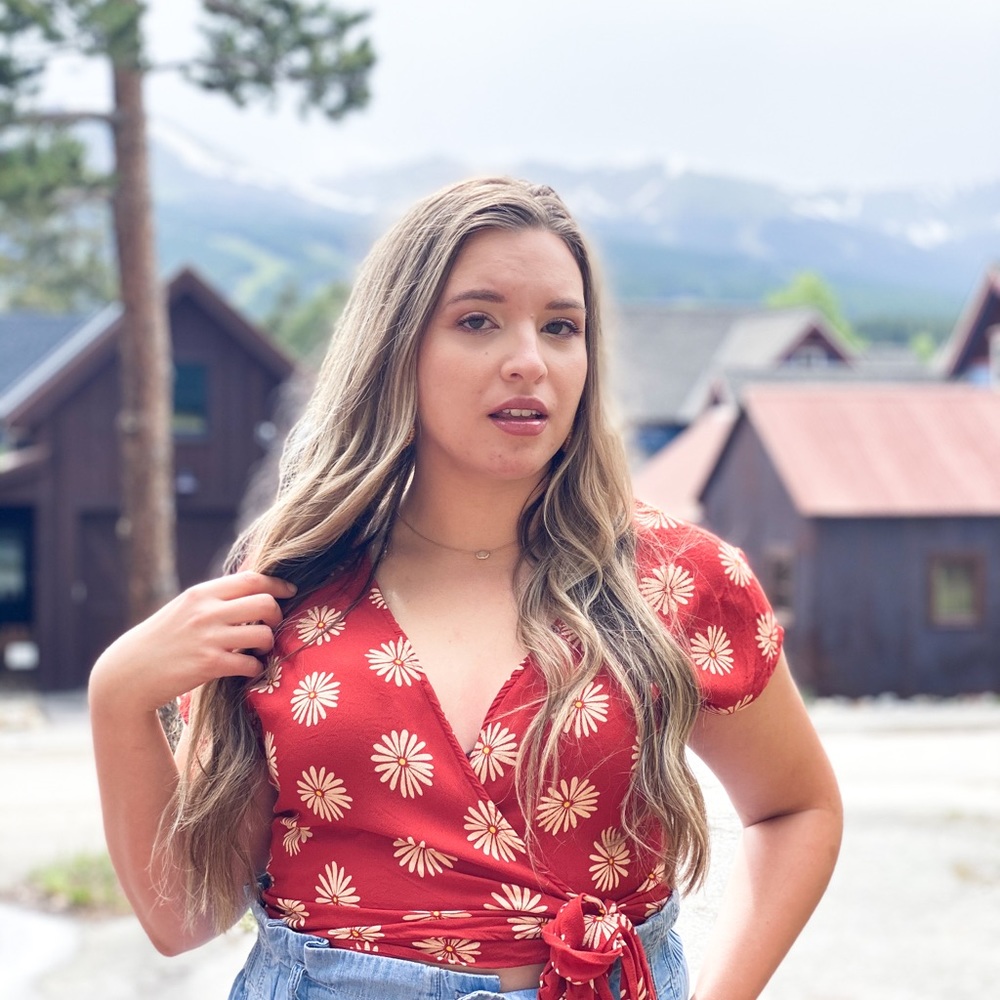 Madewell Red sash tie top